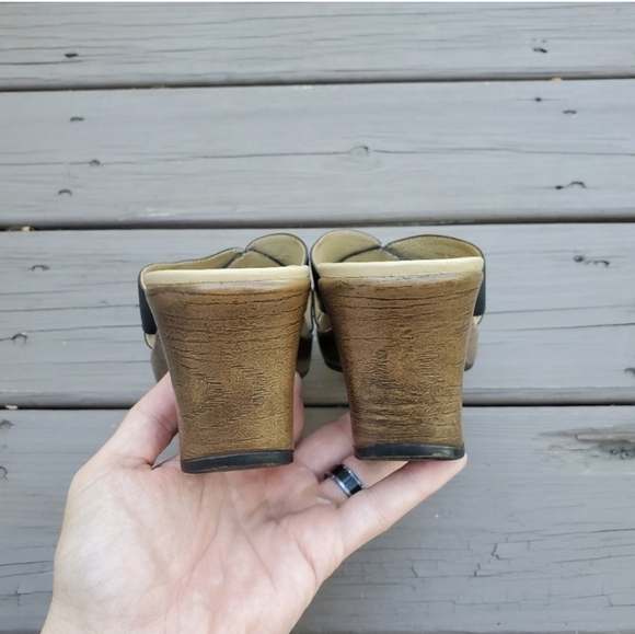 Dansko Professional Necci Black Leather Criss Cross Wrap Strappy Wedge Sandals - Picture 5 of 8